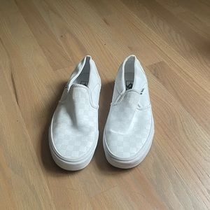 white checkered slip on vans